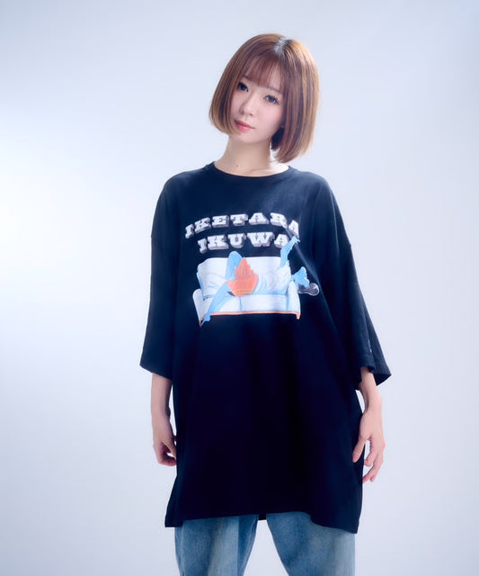 【半袖】『行けたら行くわ』back print T-shirt(black)