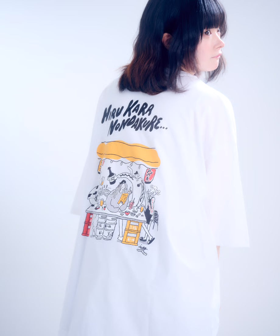 【半袖】『昼から呑んだくれ』back print T-shirt（white）