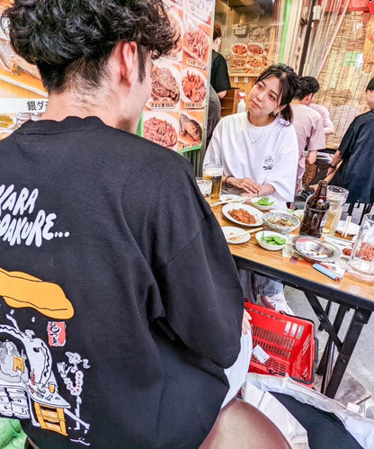 【半袖】『昼から呑んだくれ』back print T-shirt（white）