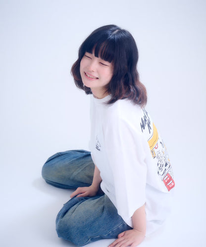 【半袖】『昼から呑んだくれ』back print T-shirt（white）