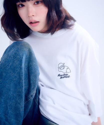 【半袖】『昼から呑んだくれ』back print T-shirt（white）