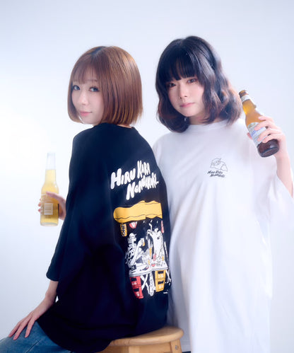 【半袖】『昼から呑んだくれ』back print T-shirt（white）