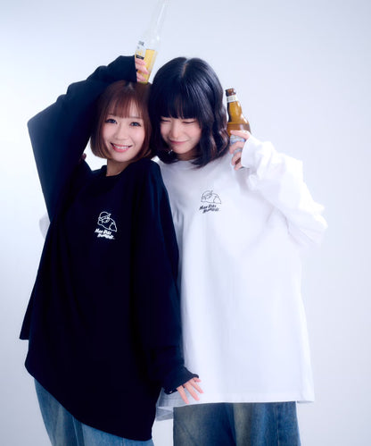 【長袖】『昼から呑んだくれ』back print T-shirt（black）