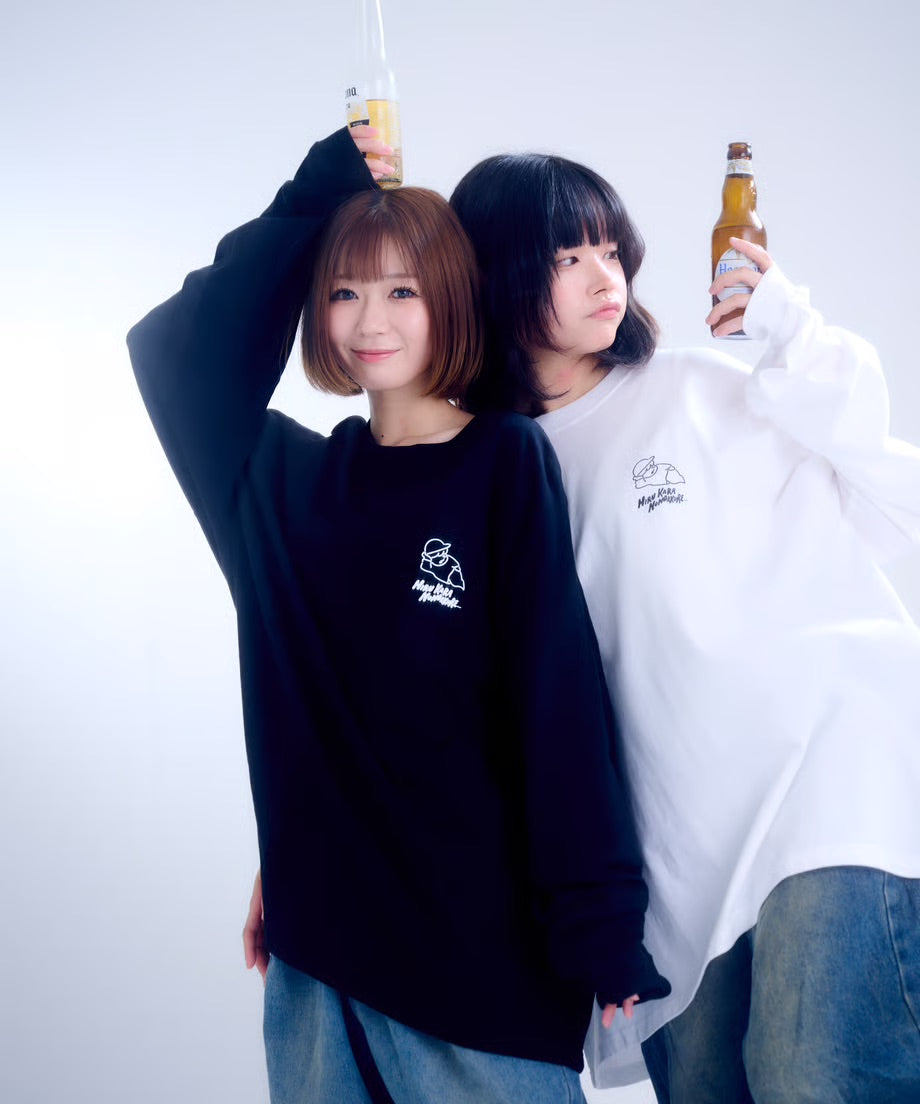 【長袖】『昼から呑んだくれ』back print T-shirt（black）