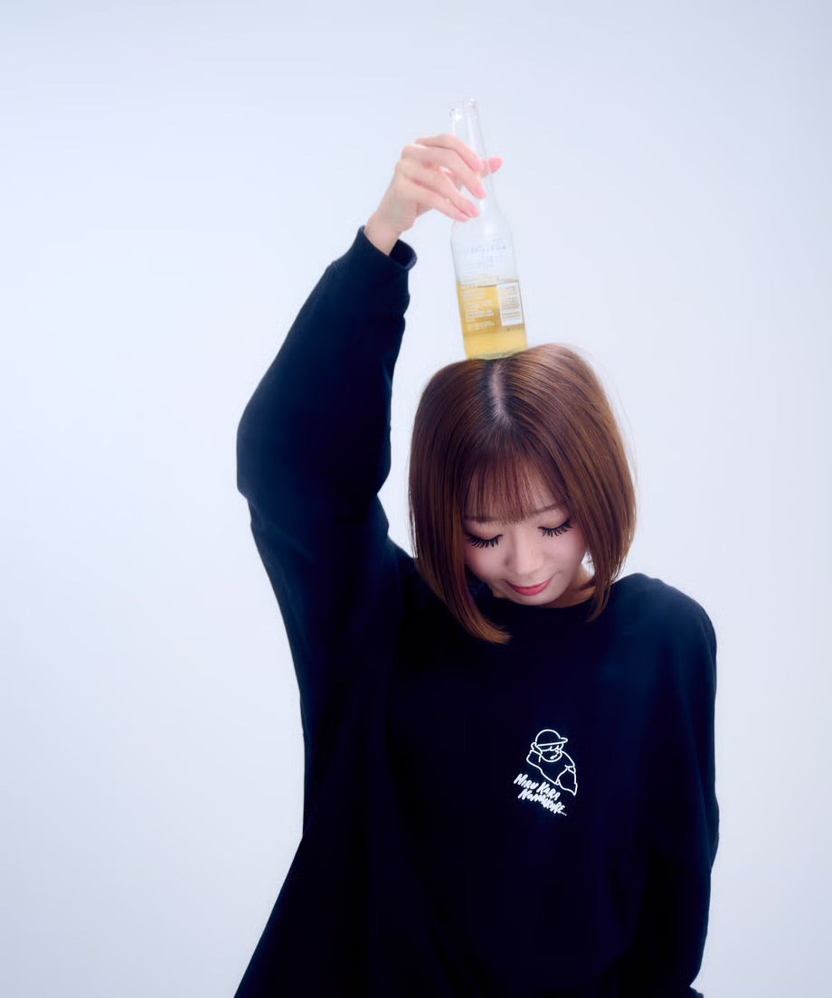 【長袖】『昼から呑んだくれ』back print T-shirt（black）
