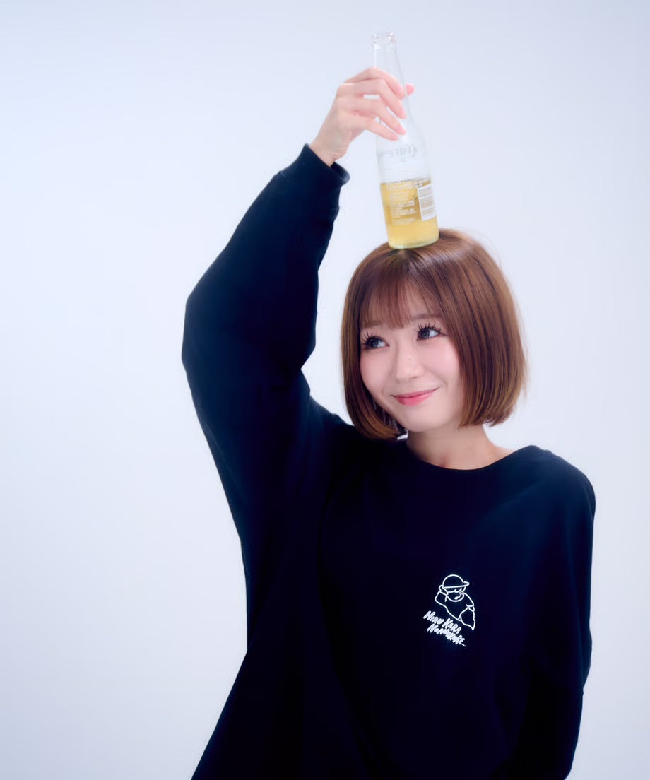 【長袖】『昼から呑んだくれ』back print T-shirt（black）