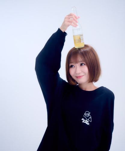 【長袖】『昼から呑んだくれ』back print T-shirt（black）