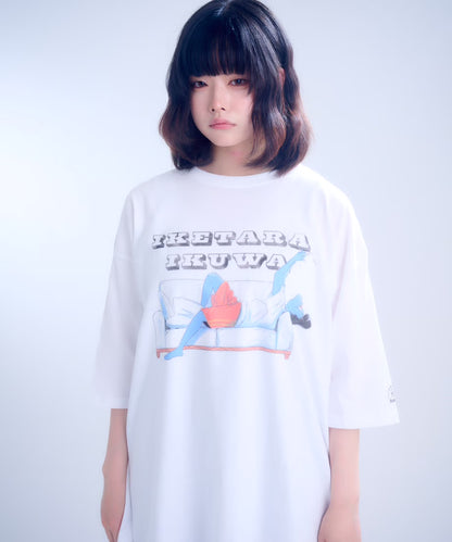 【半袖】『行けたら行くわ』back print T-shirt（white）