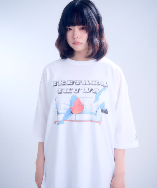【半袖】『行けたら行くわ』back print T-shirt（white）