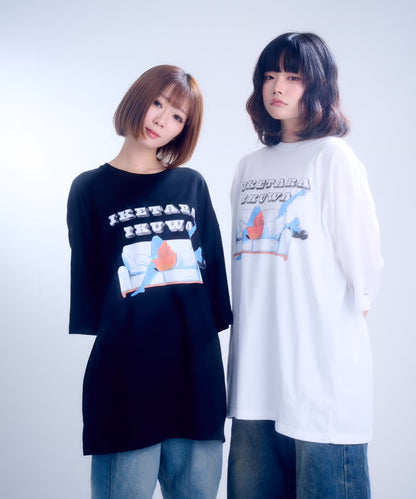 【半袖】『行けたら行くわ』back print T-shirt（black）