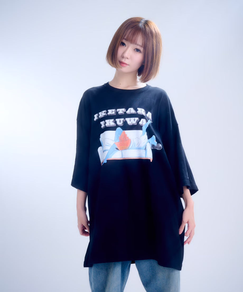 【半袖】『行けたら行くわ』back print T-shirt（black）