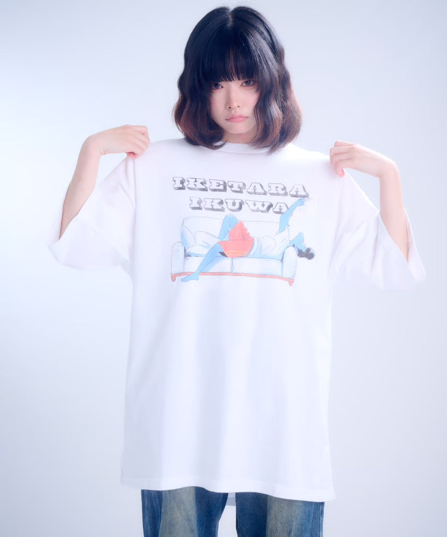 【半袖】『行けたら行くわ』back print T-shirt（white）