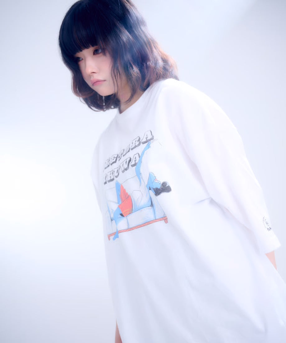 【半袖】『行けたら行くわ』back print T-shirt（white）
