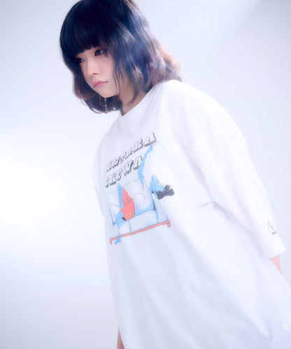 【半袖】『行けたら行くわ』back print T-shirt（white）