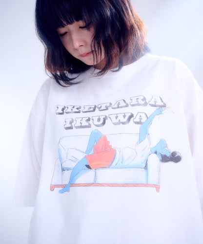 【半袖】『行けたら行くわ』back print T-shirt（white）