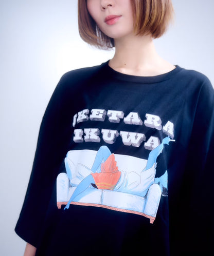 【半袖】『行けたら行くわ』back print T-shirt（black）