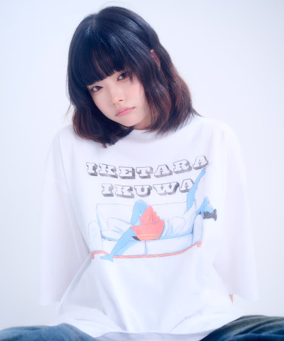 【半袖】『行けたら行くわ』back print T-shirt（white）