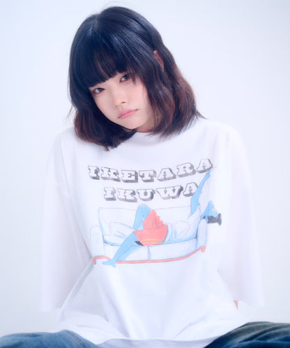 【半袖】『行けたら行くわ』back print T-shirt（white）