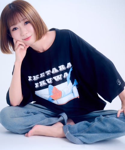 【半袖】『行けたら行くわ』back print T-shirt（black）
