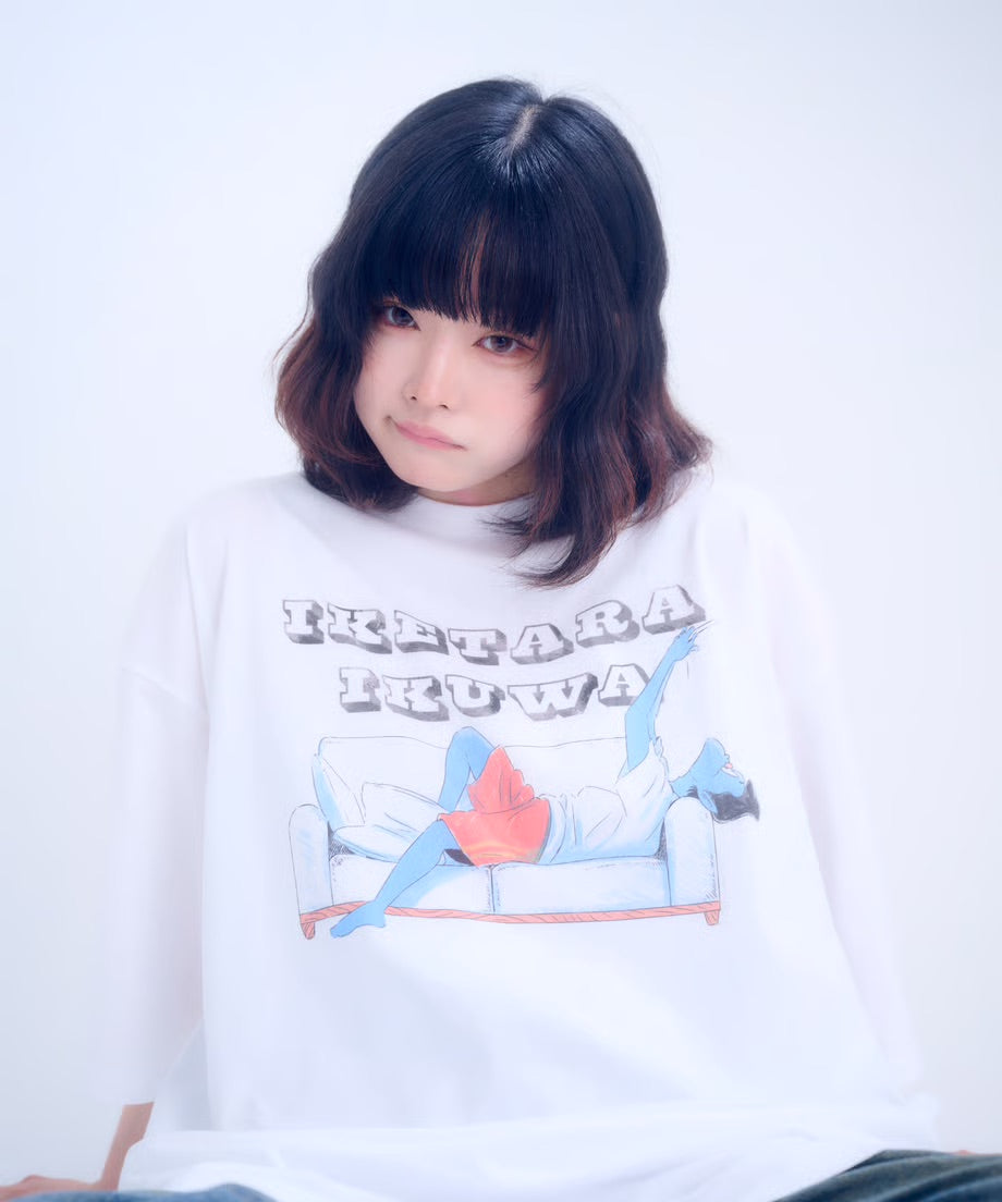 【半袖】『行けたら行くわ』back print T-shirt（white）