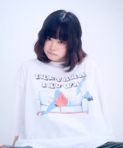 【半袖】『行けたら行くわ』back print T-shirt（white）