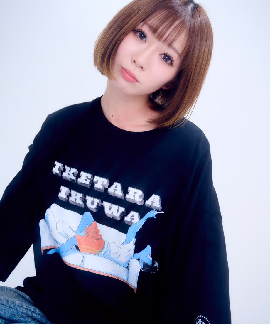 【半袖】『行けたら行くわ』back print T-shirt（black）