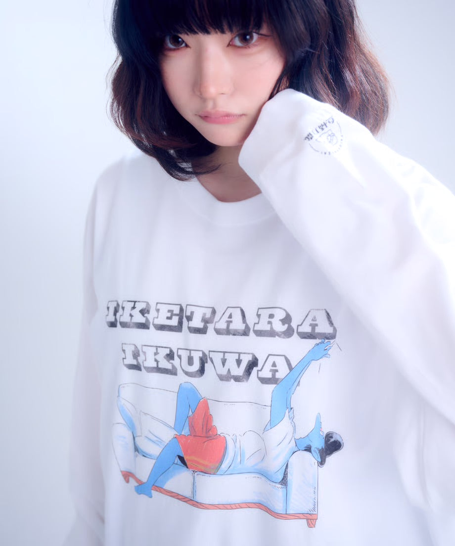 【長袖】『行けたら行くわ』back print T-shirt（white）