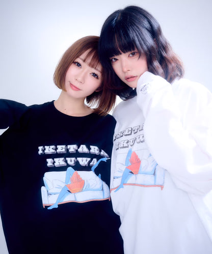 【長袖】『行けたら行くわ』back print T-shirt（black）