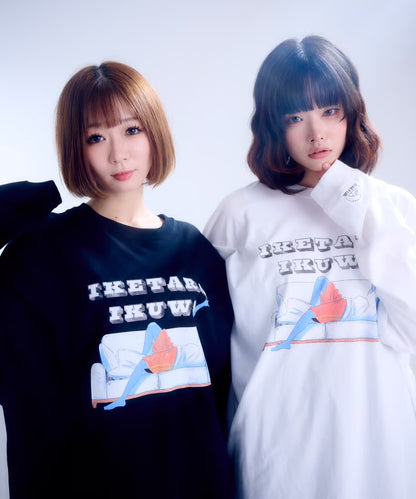 【長袖】『行けたら行くわ』back print T-shirt（black）