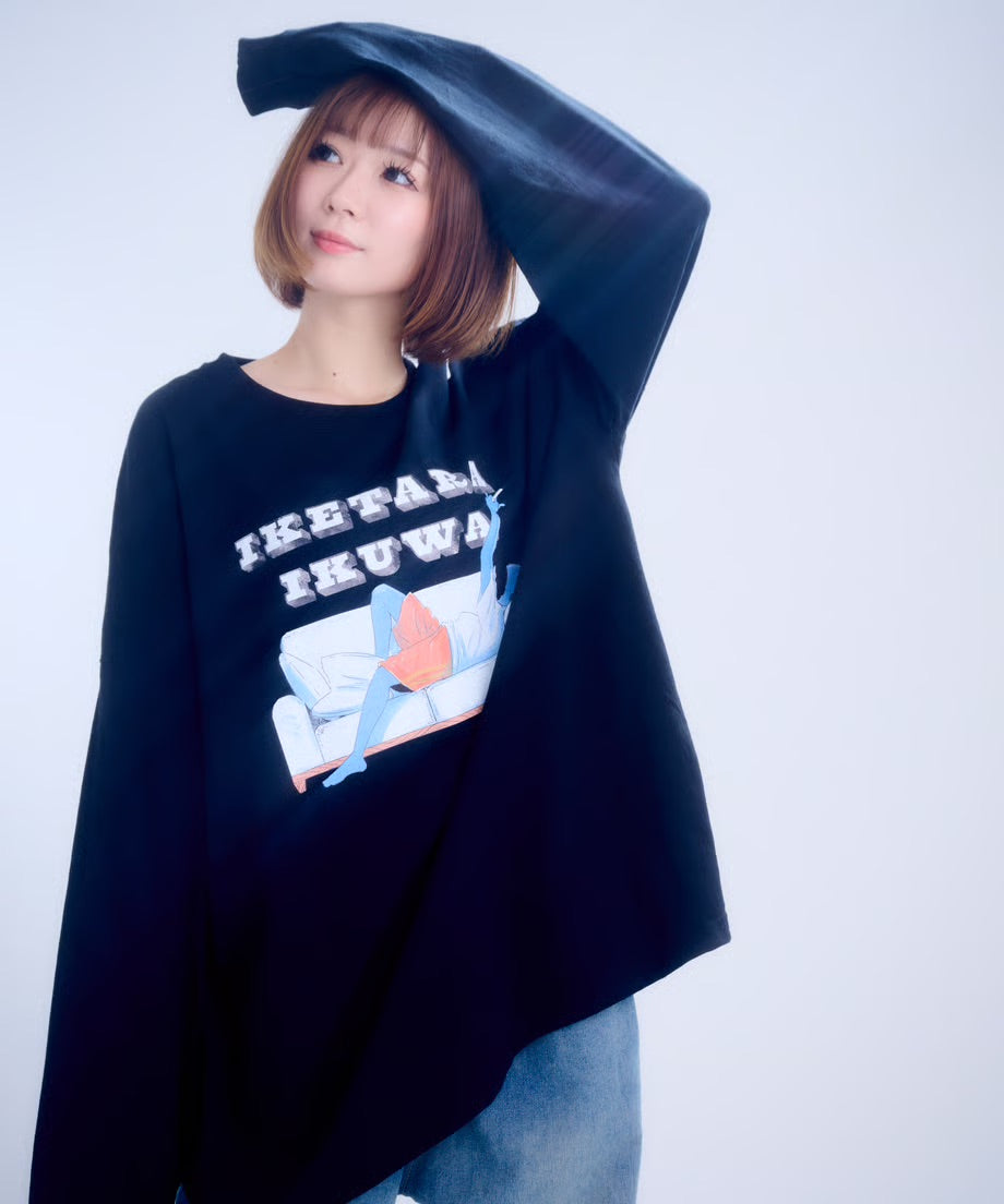 【長袖】『行けたら行くわ』back print T-shirt（black）