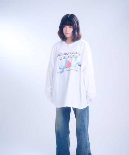 【長袖】『行けたら行くわ』back print T-shirt（white）