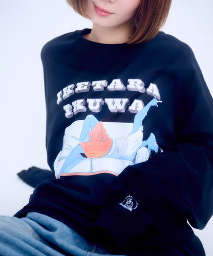 【長袖】『行けたら行くわ』back print T-shirt（black）