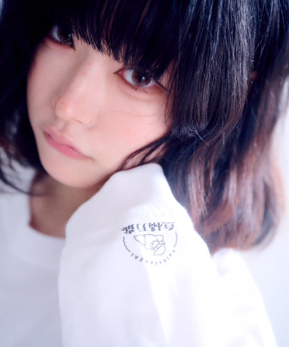 【長袖】『行けたら行くわ』back print T-shirt（white）