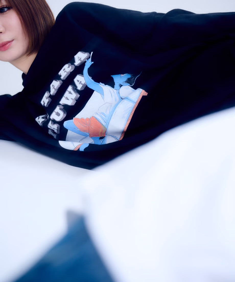 【長袖】『行けたら行くわ』back print T-shirt（black）