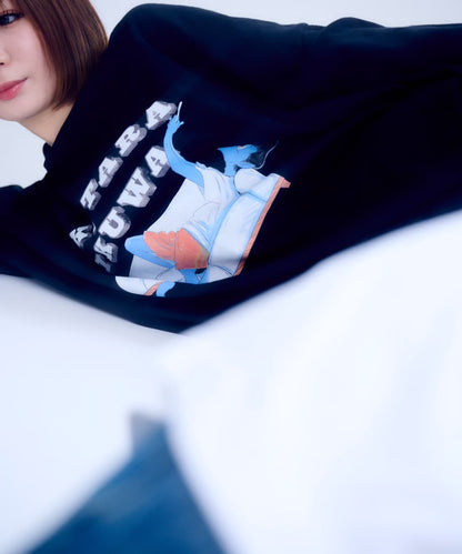 【長袖】『行けたら行くわ』back print T-shirt（black）