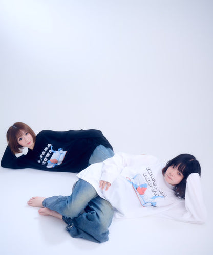 【長袖】『行けたら行くわ』back print T-shirt（black）