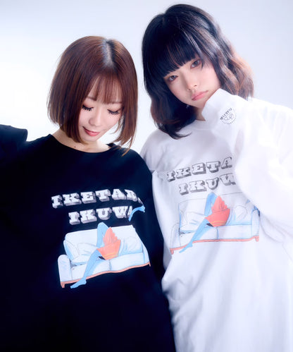 【長袖】『行けたら行くわ』back print T-shirt（white）