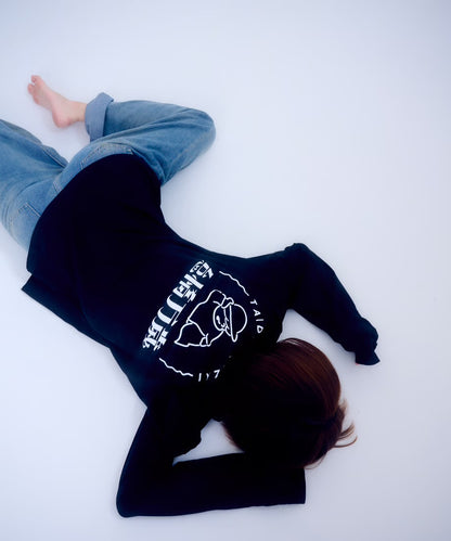 【長袖】『怠惰万歳』back print T-shirt（black）